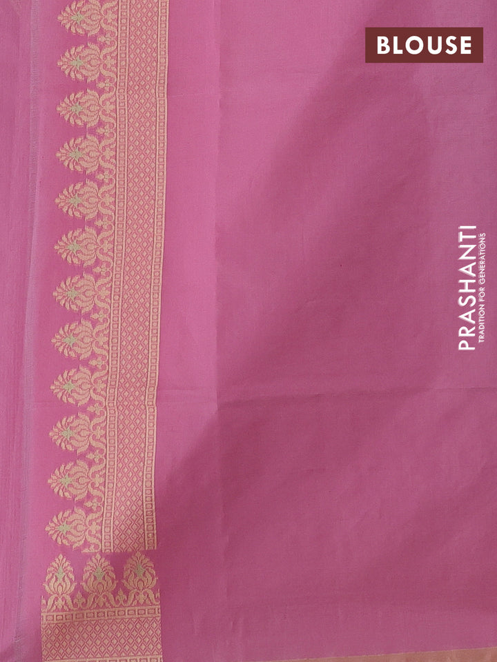 Banarasi cotton saree pink shade with allover thread woven butta weaves and woven border