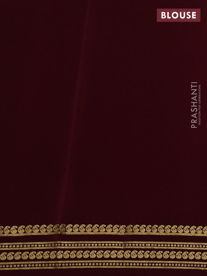 Pure mysore silk saree peach pink and wine shade with plain body and zari woven border