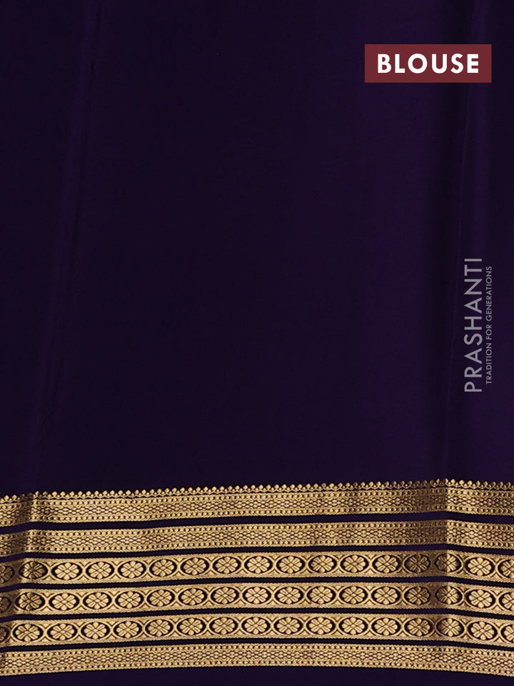 Pure mysore silk saree pink and navy blue with allover zari checked pattern and zari woven border