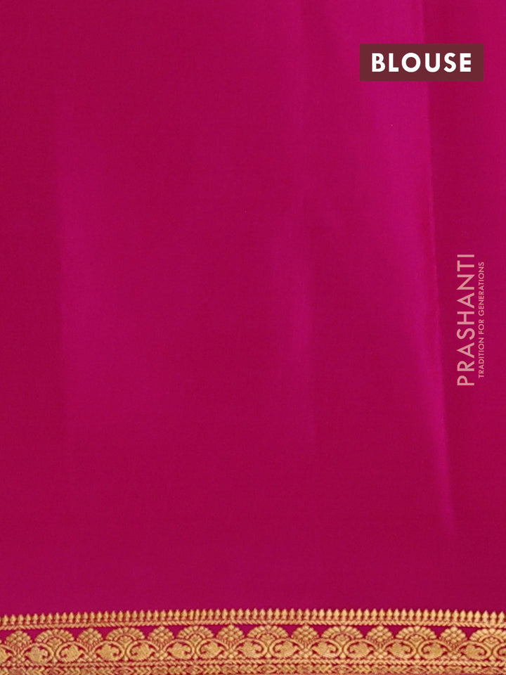 Pure mysore silk saree pink with plain body and zari woven border