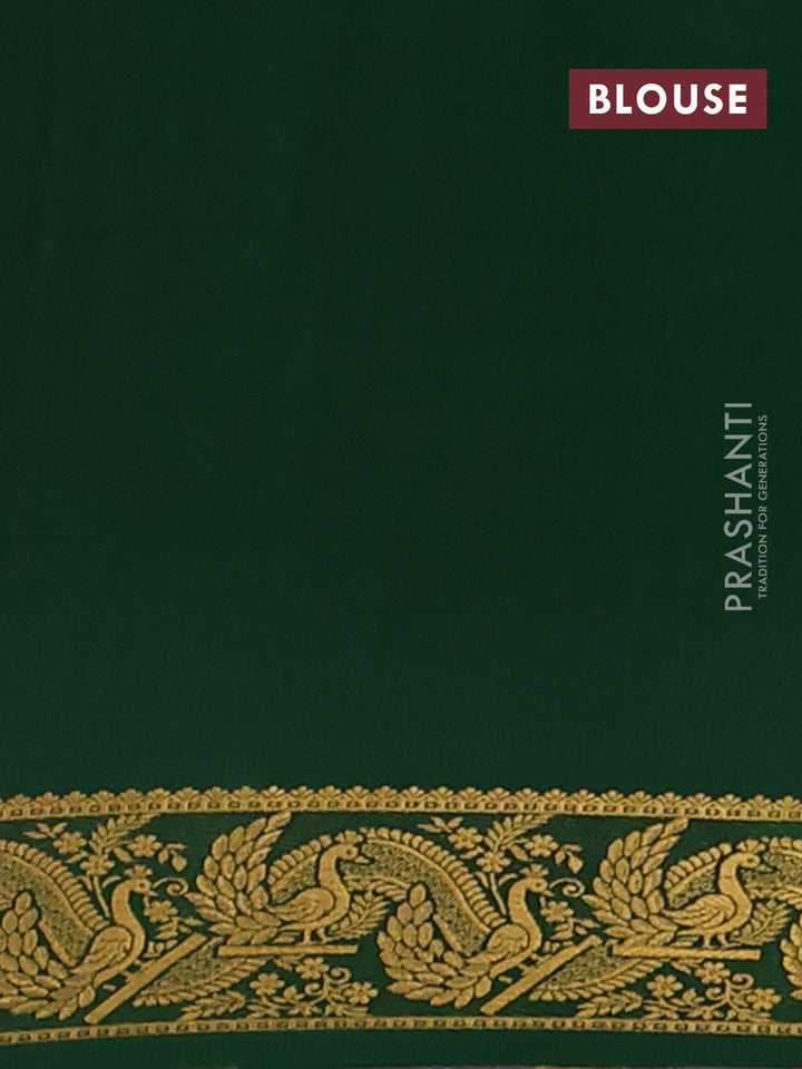 Pure mysore silk saree pink and green with plain body and zari woven border