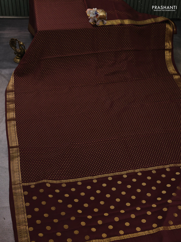 Pure mysore silk saree coffee brown with allover zari woven 1000 buttas and zari woven border