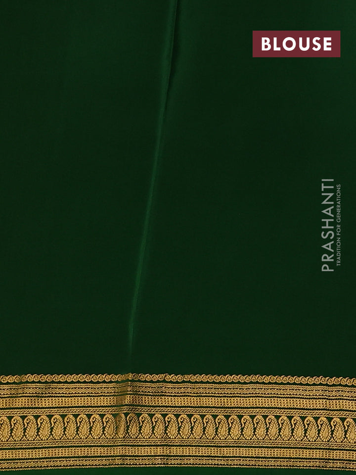 Pure mysore silk saree red and green with plain body and zari woven border