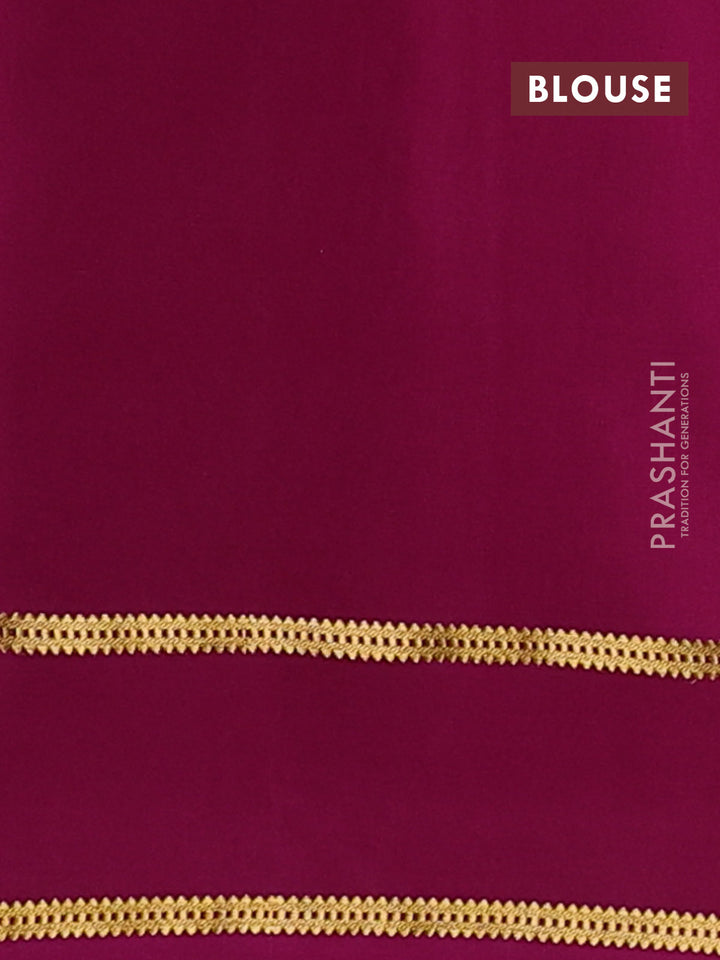 Pure mysore silk saree peach pink and magenta pink with plain body and rettapet zari woven buttas