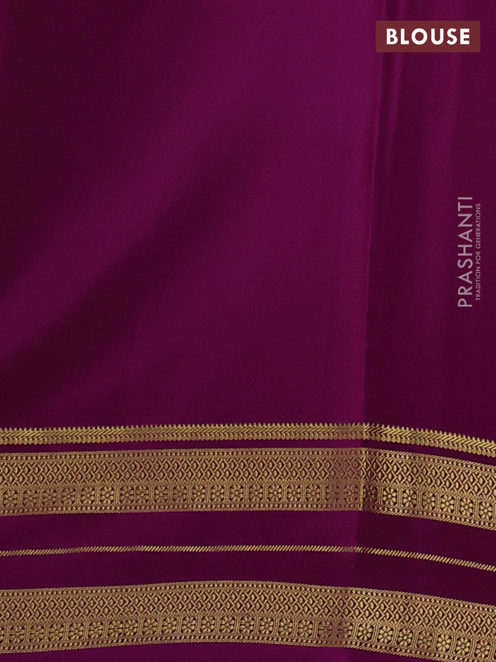Pure mysore silk saree peach pink and magenta pink with plain body and zari woven border