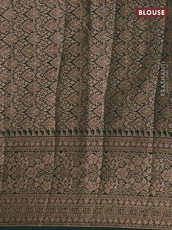 Semi chiniya silk saree pastel green and bottle green with allover thread & zari woven buttas and woven border
