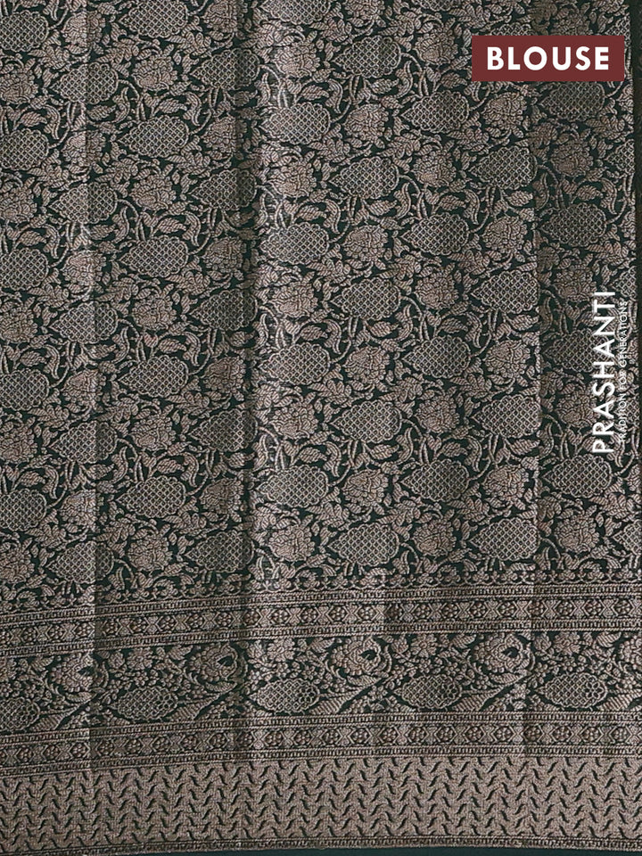 Semi chiniya silk saree red and bottle green with allover thread & zari woven buttas and woven border
