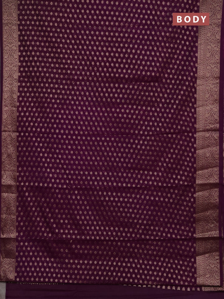 Semi chiniya silk saree purple with allover thread & zari woven buttas and woven border