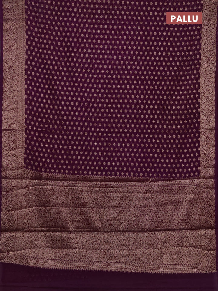 Semi chiniya silk saree purple with allover thread & zari woven buttas and woven border