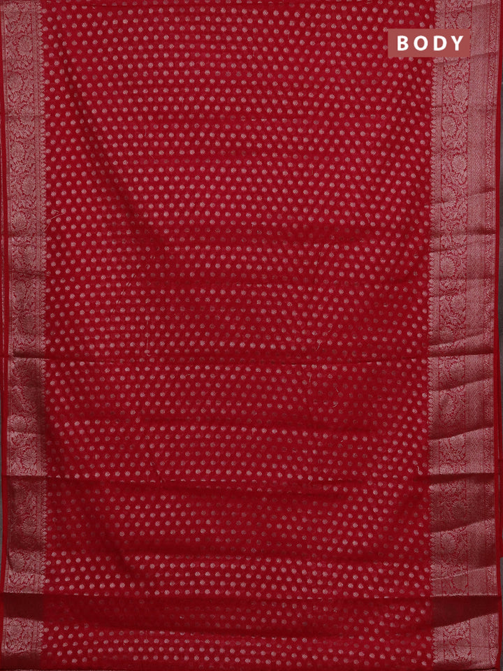 Semi chiniya silk saree pink with allover thread & zari woven buttas and woven border