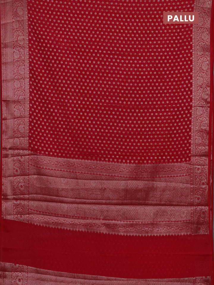 Semi chiniya silk saree pink with allover thread & zari woven buttas and woven border