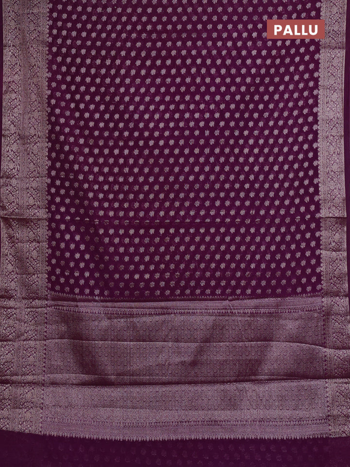 Semi chiniya silk saree purple with allover thread & zari woven buttas and woven border