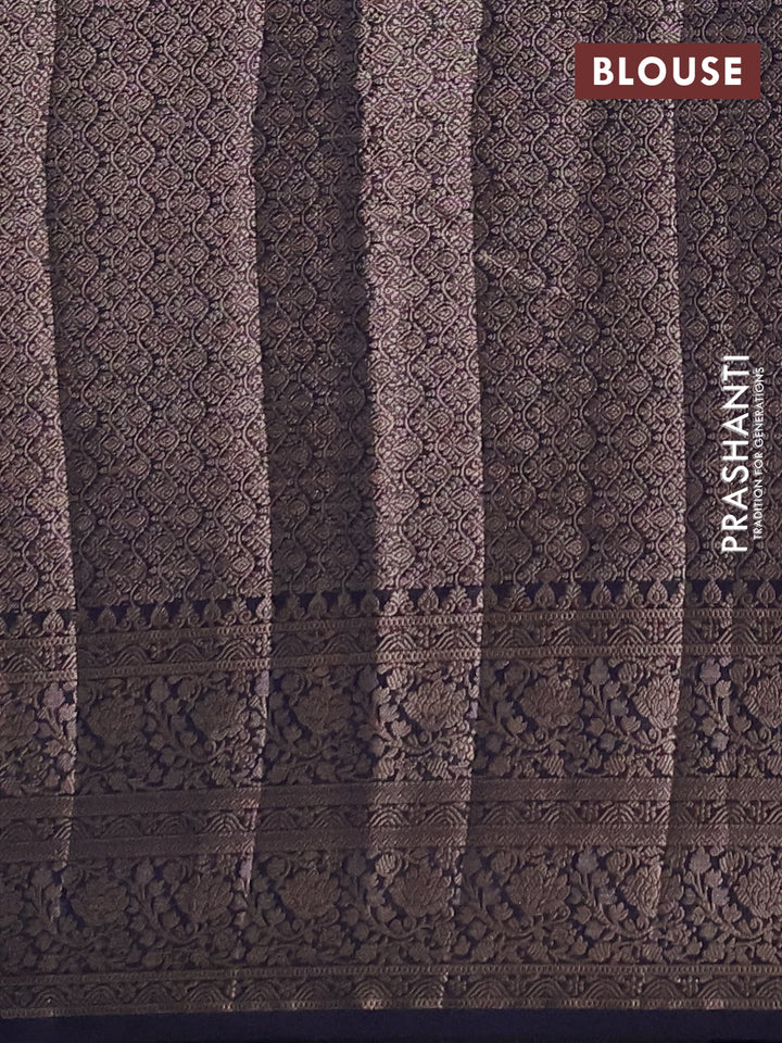 Semi chiniya silk saree navy blue with allover thread & zari woven buttas and woven border