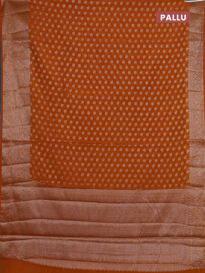 Semi chiniya silk saree mango yellow with allover thread & zari woven buttas and woven border