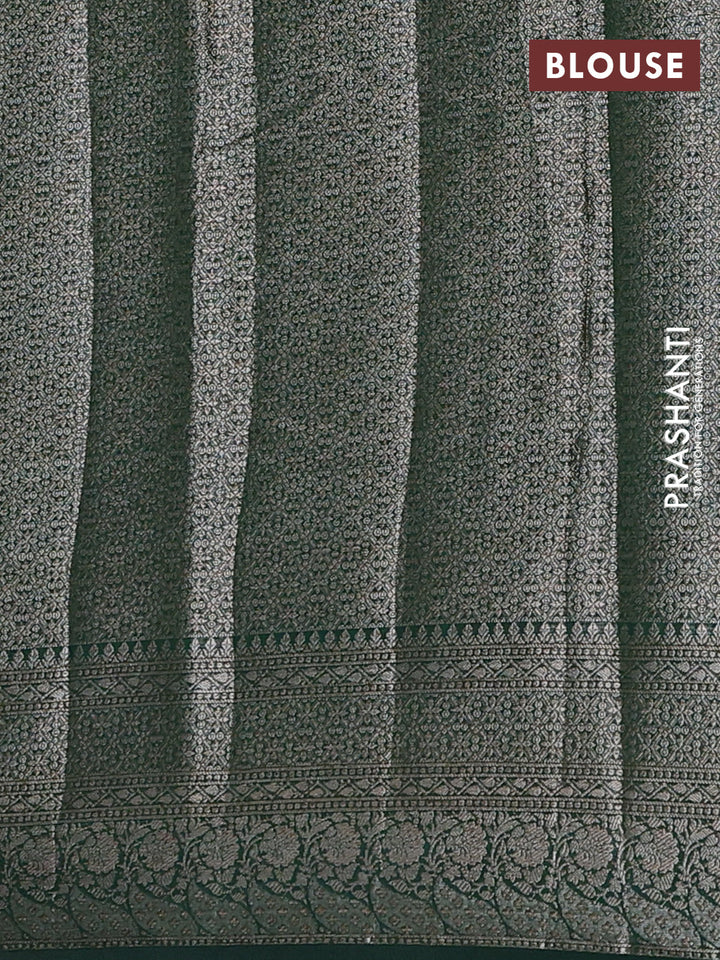 Semi chiniya silk saree bottle green with allover thread & zari weaves and woven border