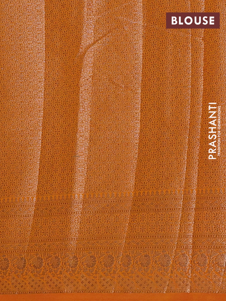 Semi chiniya silk saree mango yellow with allover thread & zari weaves and woven border