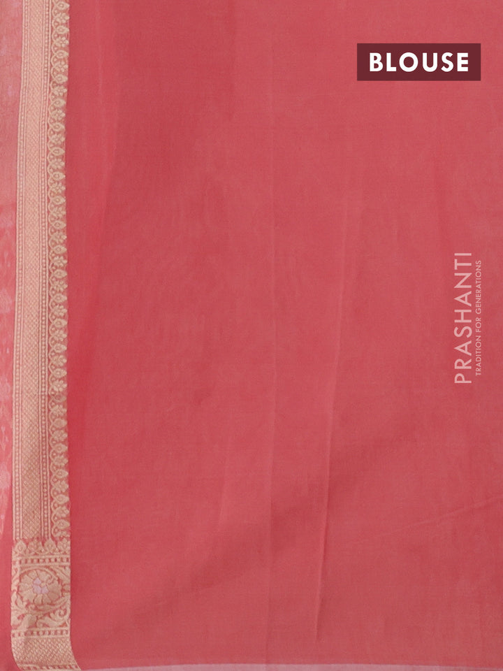 Banarasi silk cotton saree peach pink with allover thread & zari woven brocade weaves and thread & zari woven border