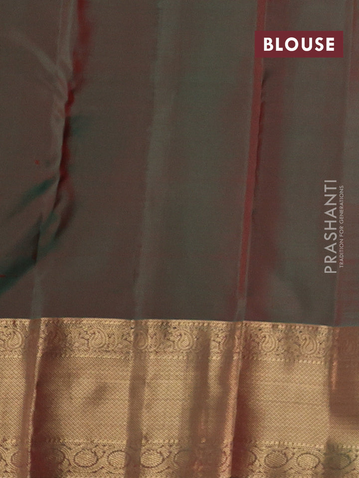Pure kanchipuram silk saree pink and green with zari woven buttas and zari woven border