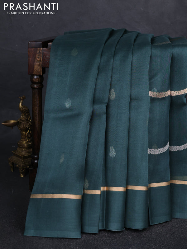 Peacock Green Banarasi Organza Silk Saree -Zari Weaves