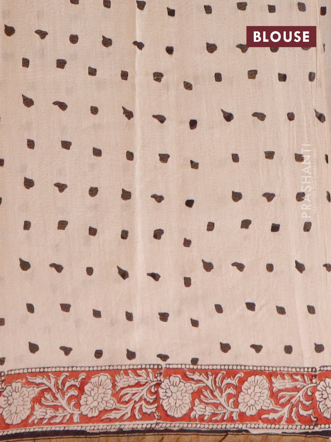 Chanderi bagru saree maroon and black with allover butta prints and zari woven piping border
