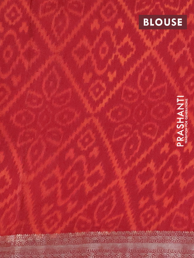 Semi gadwal saree beige black and maroon with allover geometric prints and zari woven border