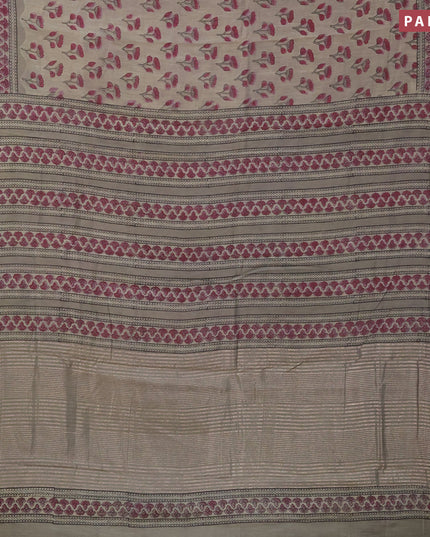 Semi gadwal saree elaichi green shade with allover floral butta prints and zari woven border