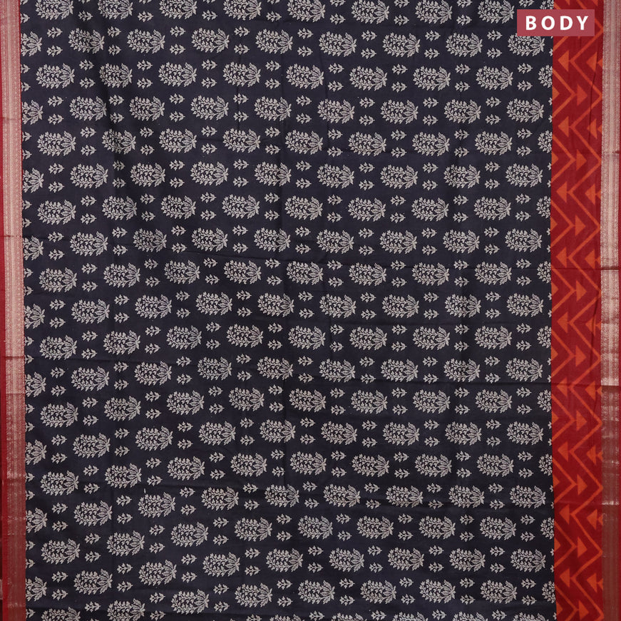 Semi gadwal saree black beige and maroon with allover floral butta prints and zari woven border