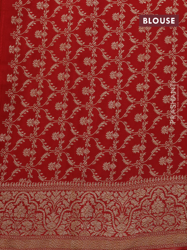 Pure banarasi crepe silk saree mango yellow and maroon with allover thread & zari floral weaves and woven border