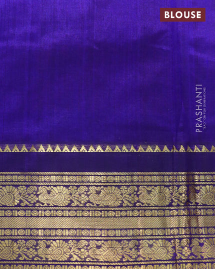 Silk cotton saree mango yellow and blue with rudhraksha zari woven buttas and rich zari woven korvai border