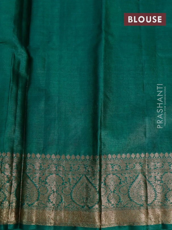 Banarasi tussar silk saree magenta pink and green with thread & zari woven buttas and woven border