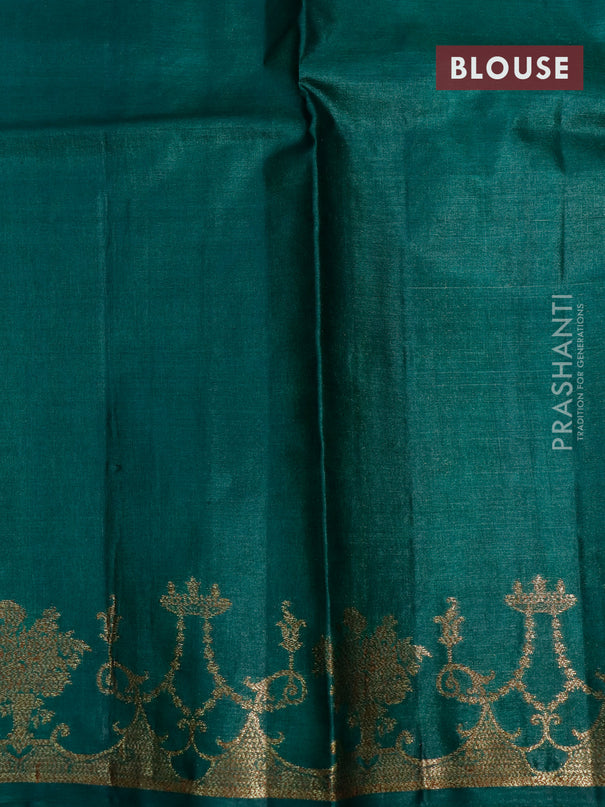 Banarasi tussar silk saree maroon and green with thread & zari woven buttas and woven border