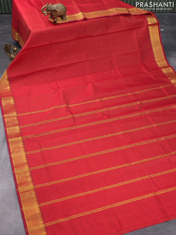 Silk cotton saree maroon with allover vairaosi pattern and zari woven border