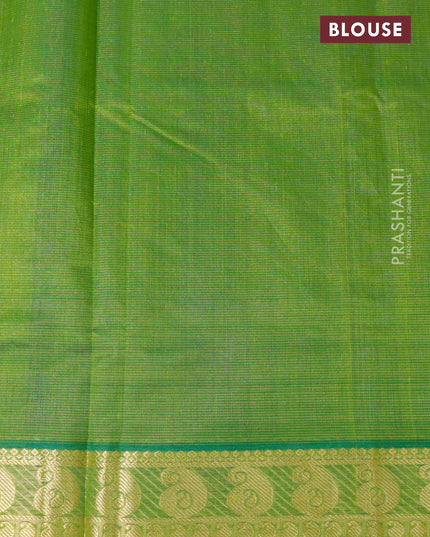Silk cotton saree blue and light green with allover vairaosi pattern and zari woven border