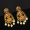 Antique earring lakshmi design with kemp stones and pearl hangings - {{ collection.title }} by Prashanti Sarees