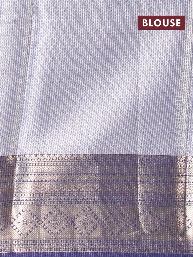 Banarasi kora saree grey shade and blue with allover ikat weaves and zari woven border - {{ collection.title }} by Prashanti Sarees