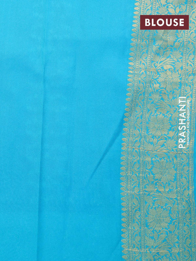 Banarasi semi crepe silk saree purple and teal blue with allover zari weaves and zari woven border - {{ collection.title }} by Prashanti Sarees