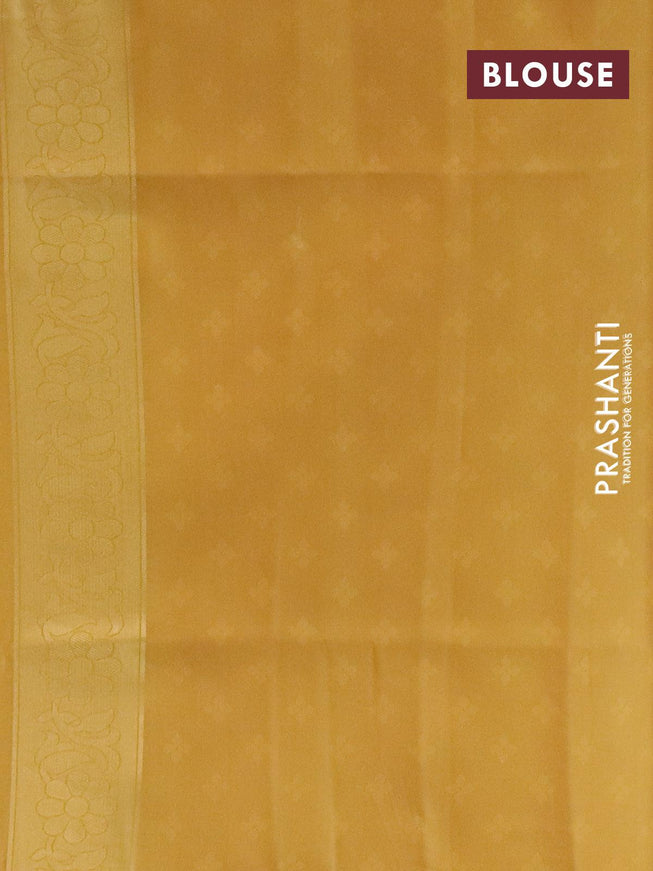 Banarasi softy silk saree cream and dark mustard with allover zari weaves & geometric digital prints and zari woven border - {{ collection.title }} by Prashanti Sarees