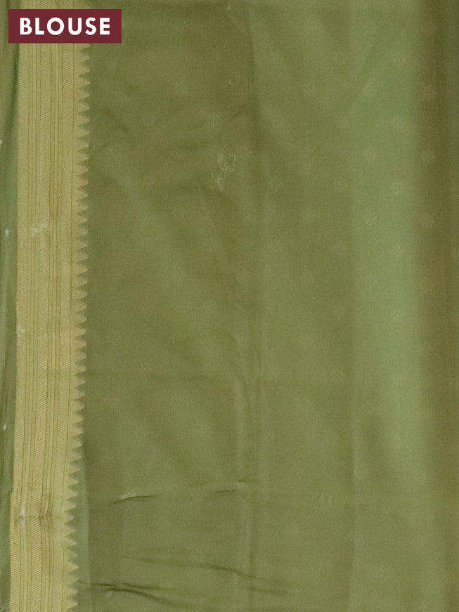 Banarasi softy silk saree green and mehendi green with allover zari weaves & floral digital prints and long zari woven border - {{ collection.title }} by Prashanti Sarees