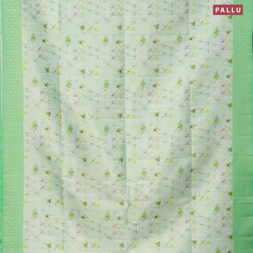 Banarasi softy silk saree teal green shade and green with allover zari weaves & floral digital prints and zari woven border - {{ collection.title }} by Prashanti Sarees