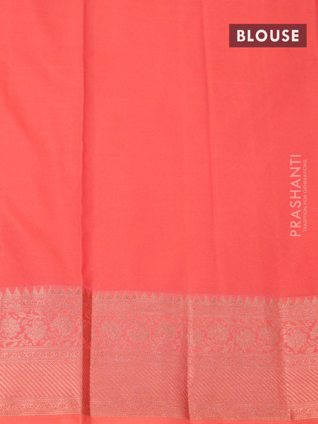 Bangalori silk saree purple and peach orange with allover copper zari weaves and copper zari woven border - {{ collection.title }} by Prashanti Sarees