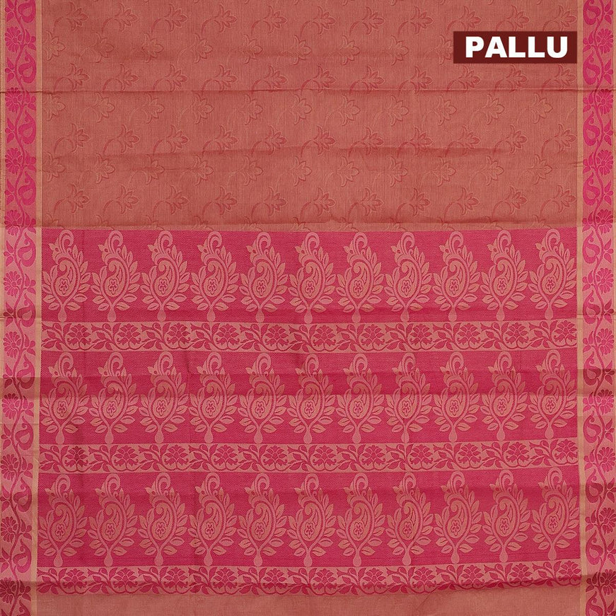 Coimbatore cotton saree pastel maroon shade and magenta pink with allover self emboss and thread woven border - {{ collection.title }} by Prashanti Sarees
