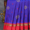 Kanjivaram silk saree blue and red with allover embroidery kasuti work and temple design rettapet zari woven border - {{ collection.title }} by Prashanti Sarees
