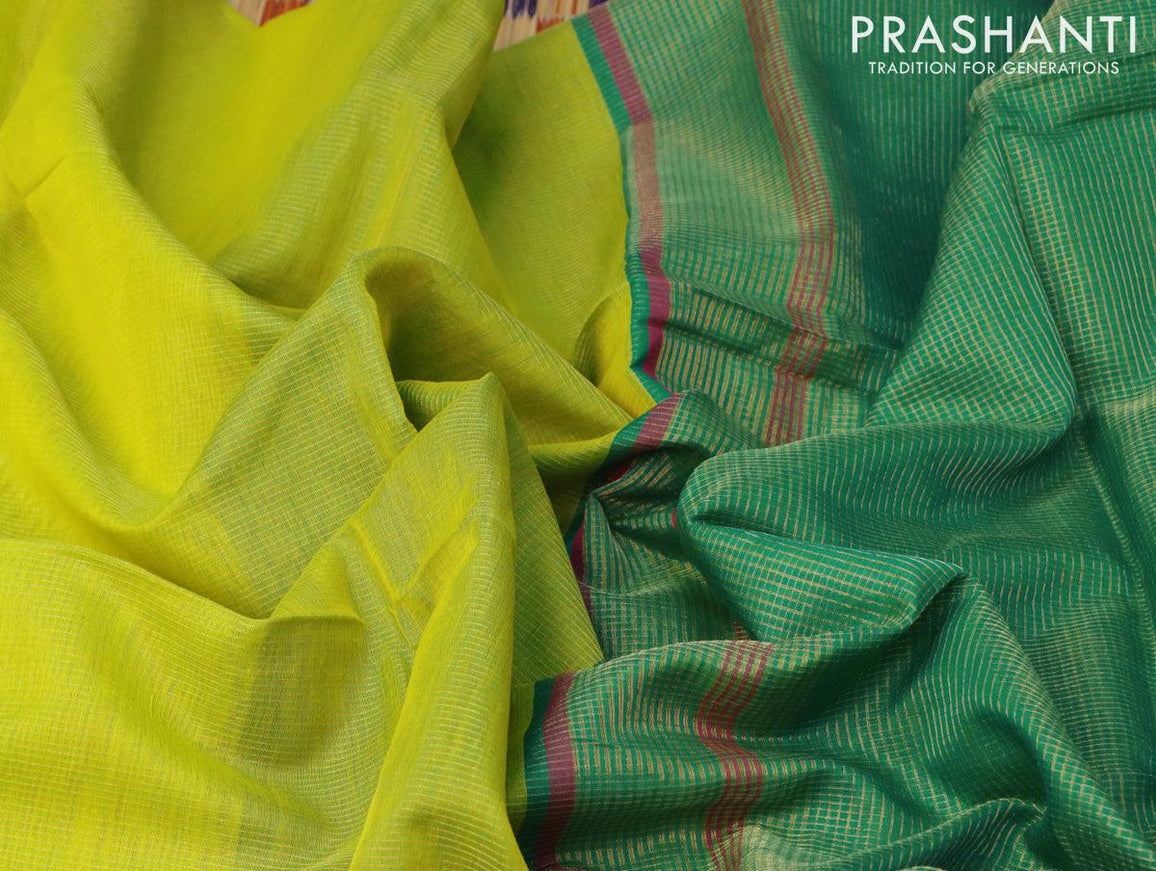 Maheshwari silk cotton saree light green and green with allover zari weaves and zari woven border - {{ collection.title }} by Prashanti Sarees