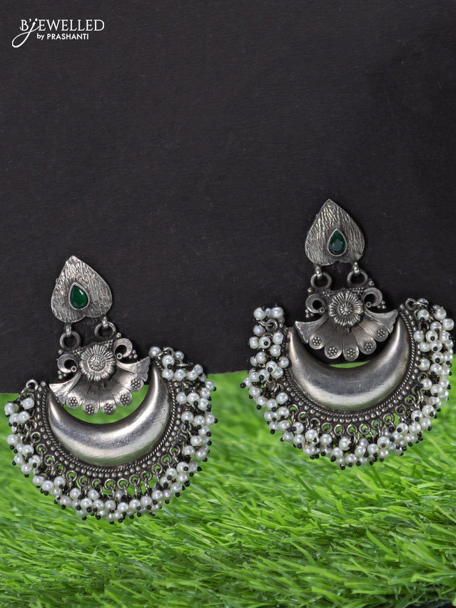 Oxidised haaram with emerald stone and pearl hangings - {{ collection.title }} by Prashanti Sarees