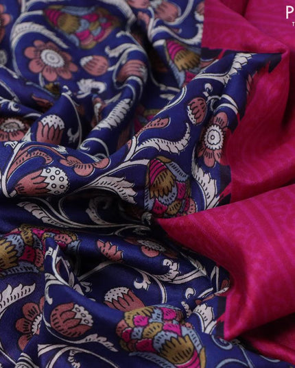 Printed silk saree blue and pink with allover kalamkari prints and zari woven border - {{ collection.title }} by Prashanti Sarees