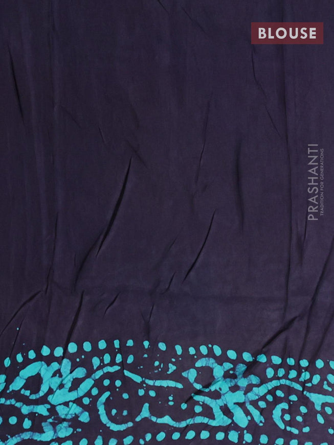 Semi dola saree dark blue and teal shade with allover batik prints and kanjivaram style border - {{ collection.title }} by Prashanti Sarees