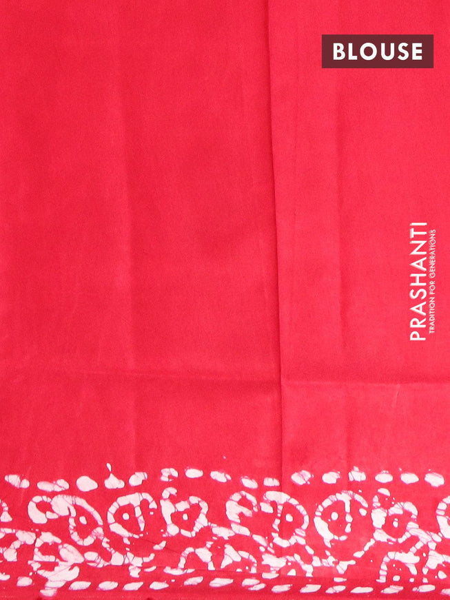 Semi dola saree pink and off white with allover batik prints and kanjivaram style border - {{ collection.title }} by Prashanti Sarees