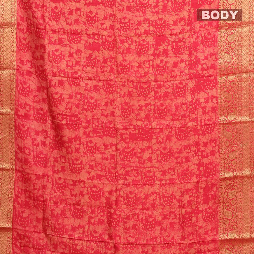 Semi dola saree red with allover batik prints and kanjivaram style border - {{ collection.title }} by Prashanti Sarees