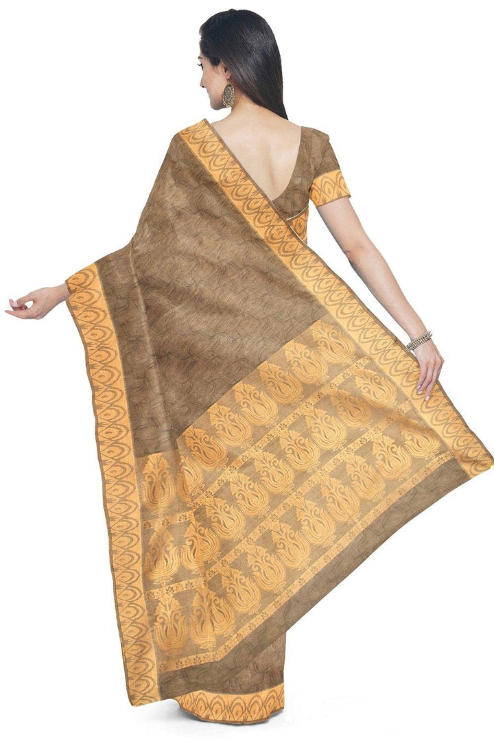 Coimbatore Cotton Emboss Saree - Grey - {{ collection.title }} by Prashanti Sarees