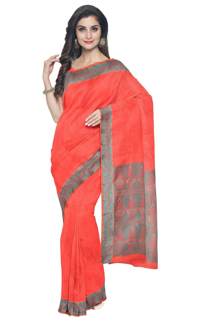 Coimbatore Cotton Emboss Saree - Rose - {{ collection.title }} by Prashanti Sarees